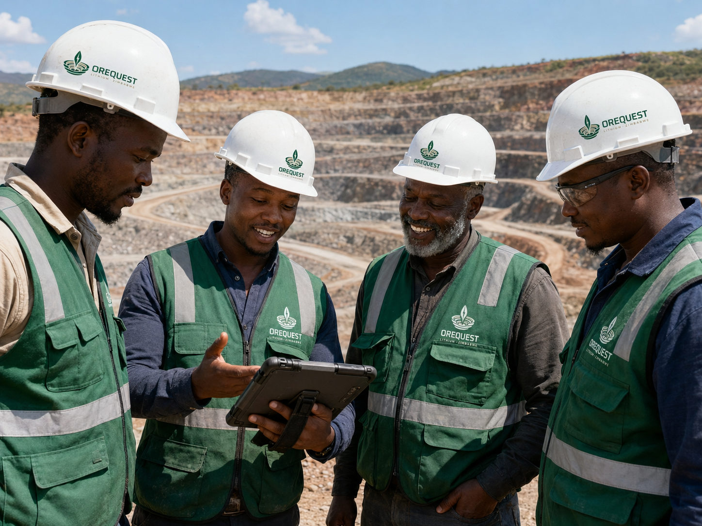 Orequest crew reviewing data on site